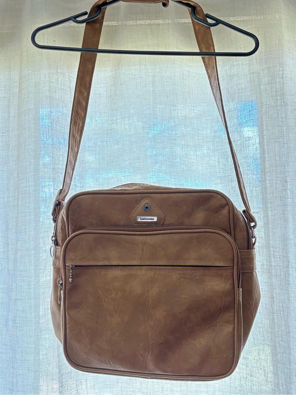 Samsonite Tan Leather Messenger Bag for Men